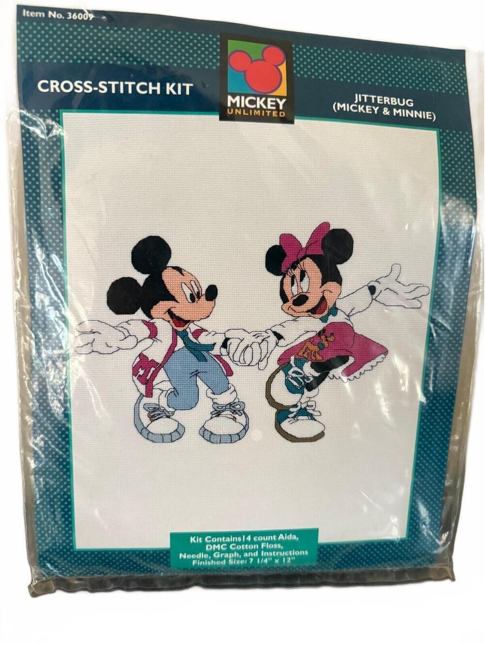 Mickey Unlimited Jitterbug Cross-Stitch Kit Featuring Mickey & Minnie